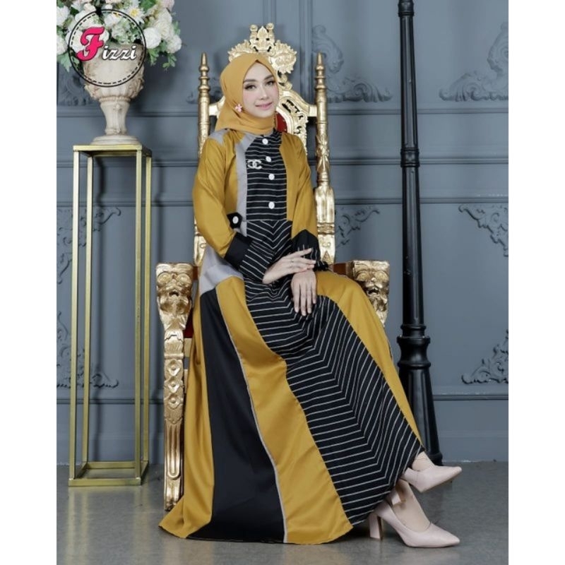 Gamis toyobo fizzi 1003 mix salur cantik terbaru terlaris/fizzi ori/elfath
