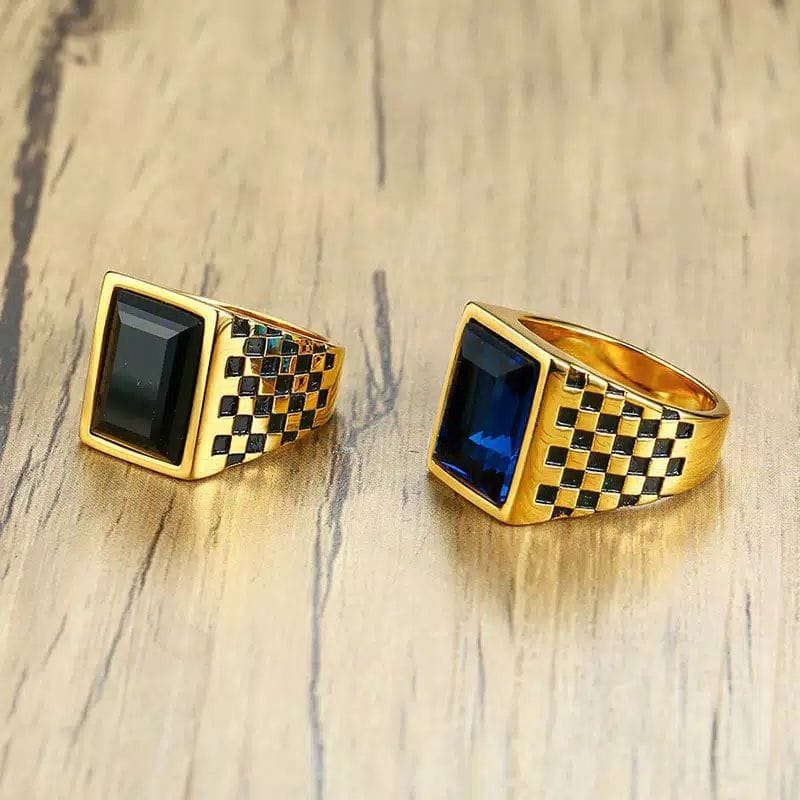 Cincin Pria batu ruby gaya vintage