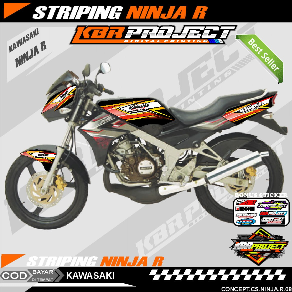 NINJA R STIKER  STRIPING MOTOR KEREN LIS VARIASI NINJA R STIKER MOTOR KAWASAKI DESAIN RACING 08 HOLO