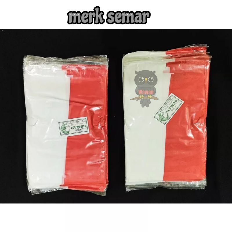 bendera merah putih plastik, bendera renteng isi 100 lembar