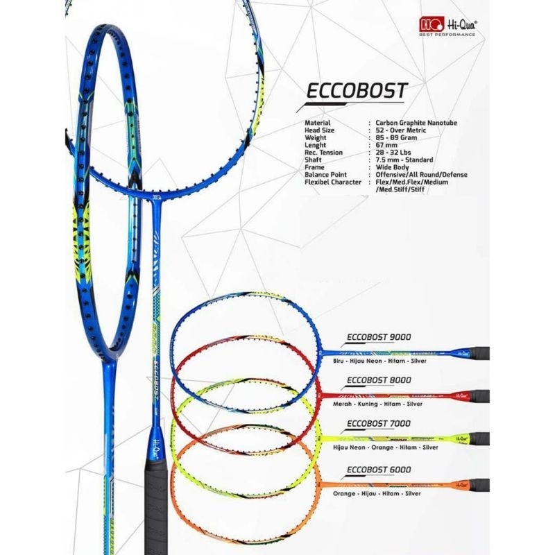 Raket Badminton HIQUA HI-QUA ECCOBOST 6000 7000 8000 9000