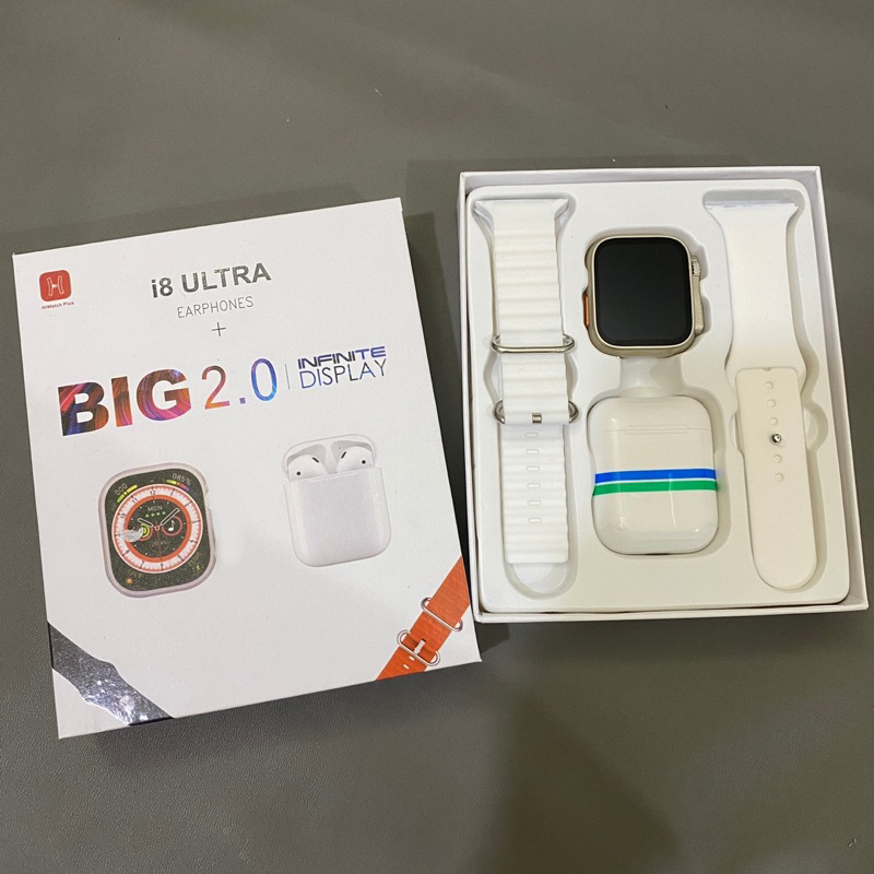 NEW 2in1 Smartwatch i8 Ultra Watch 8 Free Earphone TWS Full Layar ADA Kalkulator, Support Android Ios