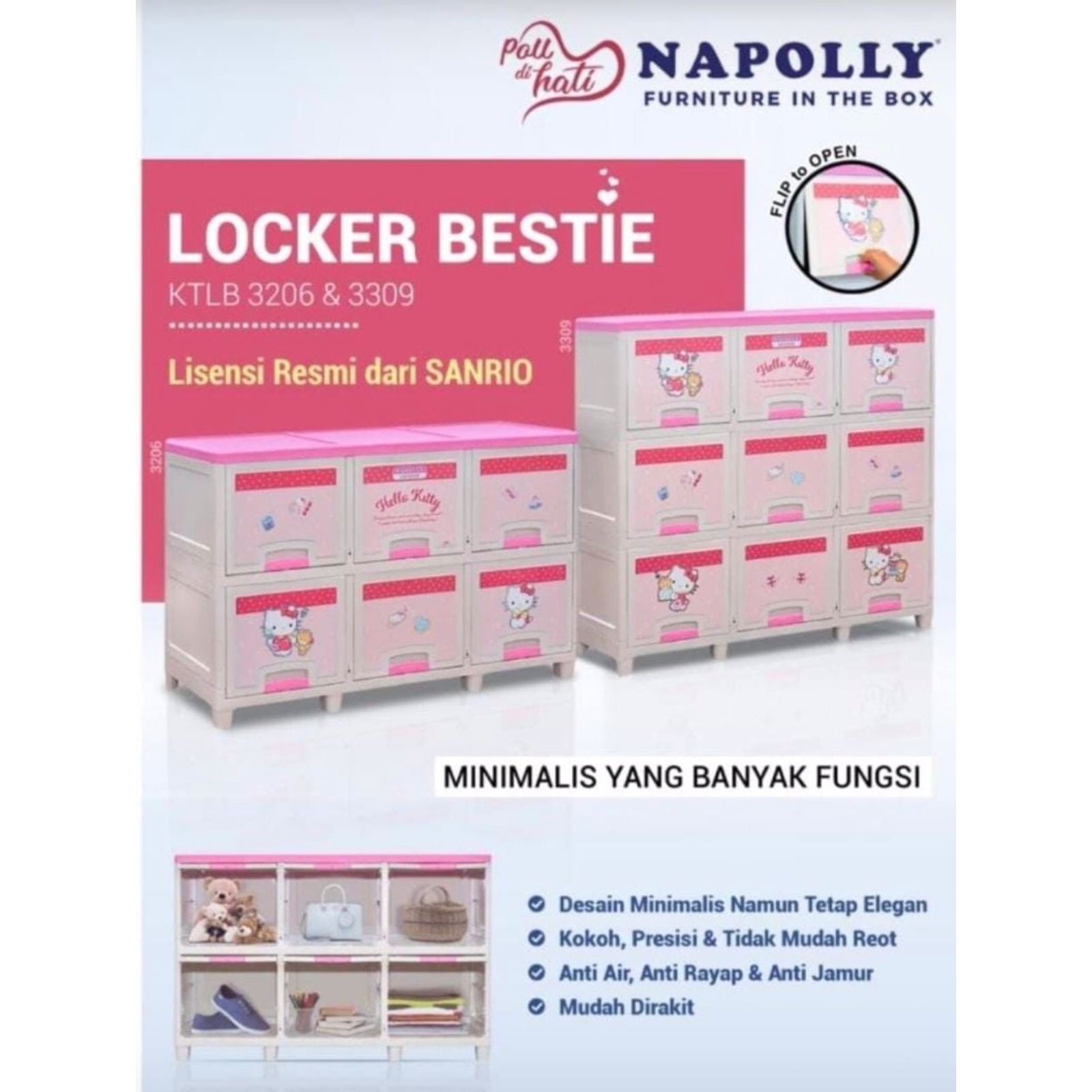 Manado Napolly Lemari Plastik Lockerbox Bestie Hello Kitty