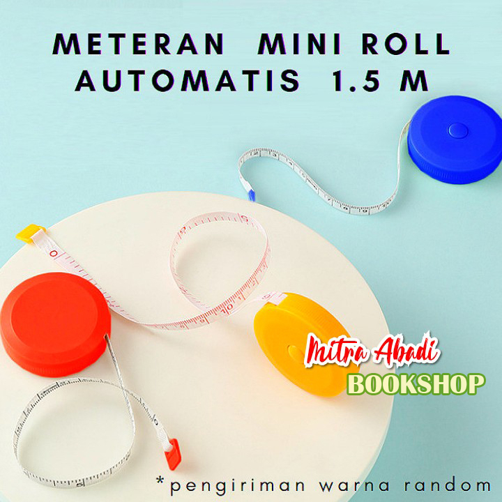 Meteran Gulung Mini Roll Otomatis Putar - Alat Ukur Baju Flexible