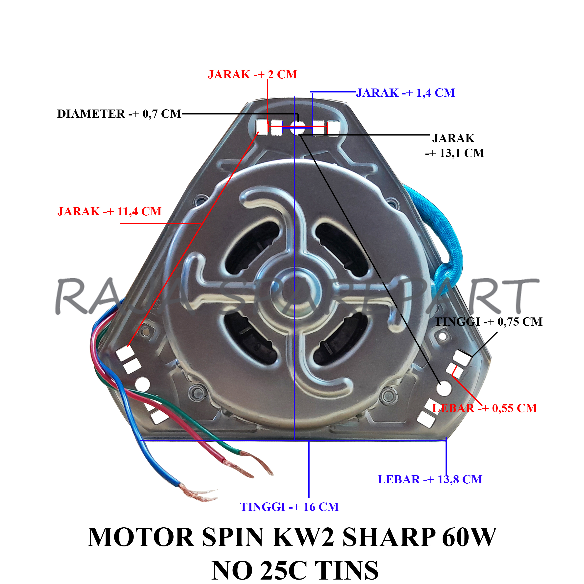 MOTOR SPIN MESIN CUCI/DINAMO PENGERING/MOTOR SPIN KW2 SHARP 60W NO 25C TINS