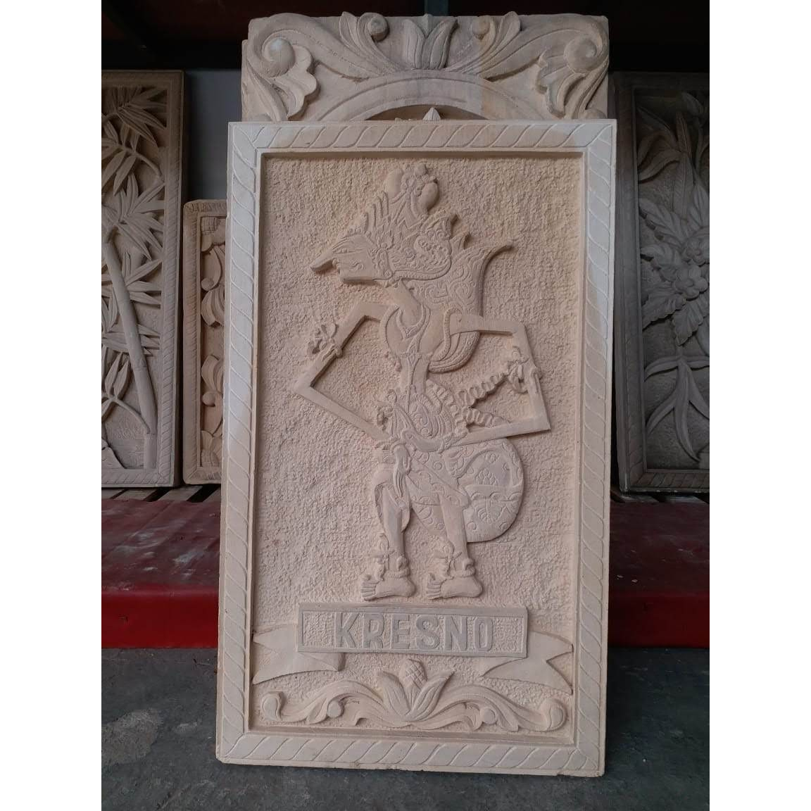 Batu Alam Relief Paras Ukir Wayang 80x120