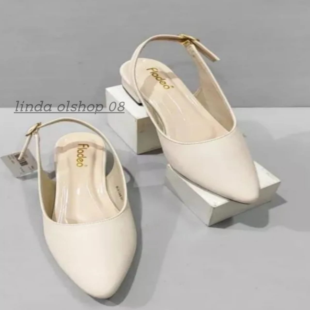 flatshoes wanita terbaru tali belakang hak 3cm fladeo trendy