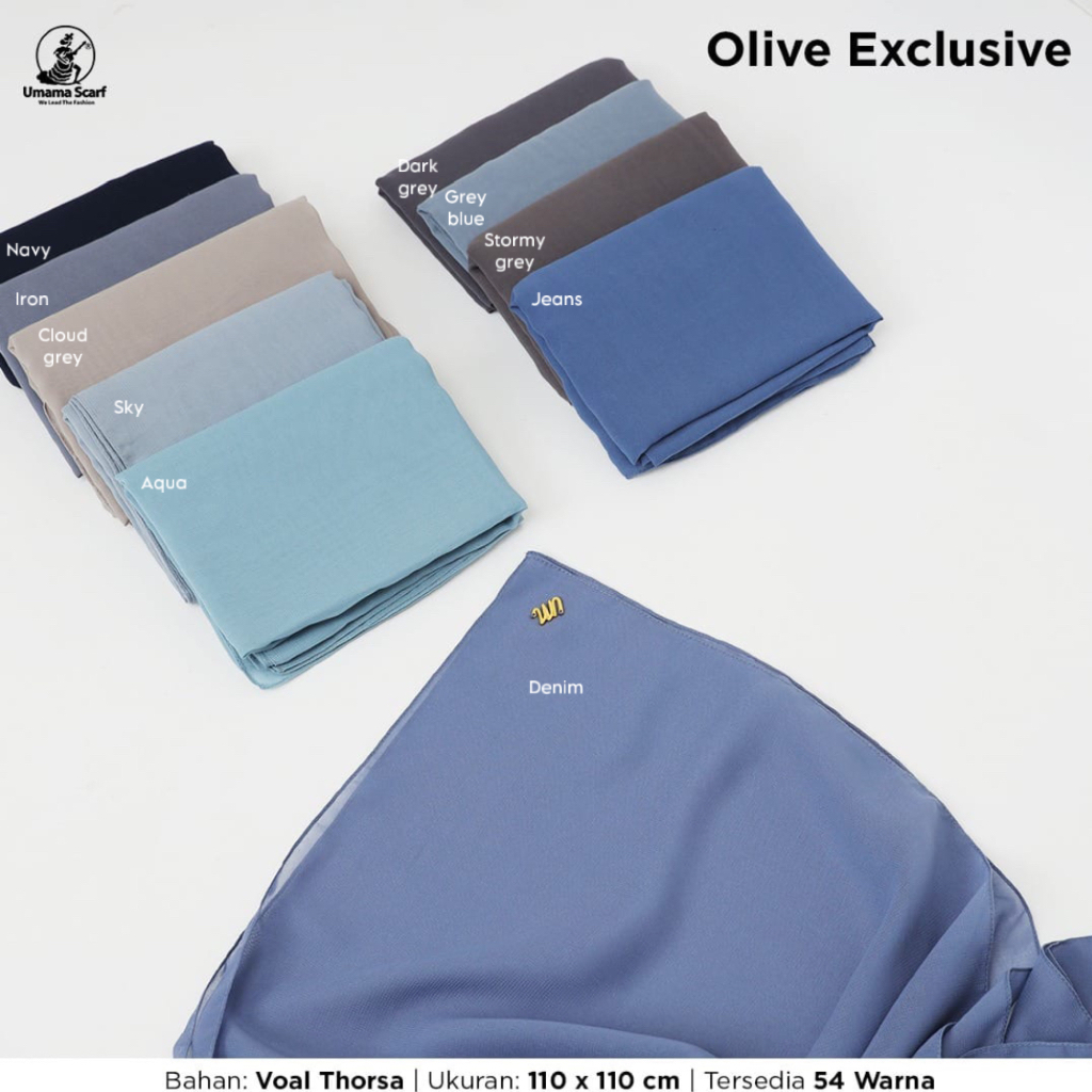 Segi Empat Polos Olive Exclusive 110x110 cm By Umama Scarf