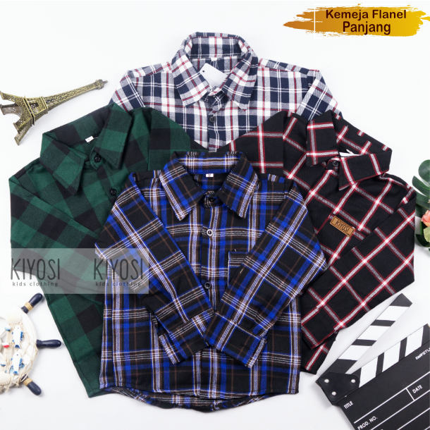 Kemeja Anak Flanel Laki-Laki Lengan Panjang Best Seller 1-6 Tahun