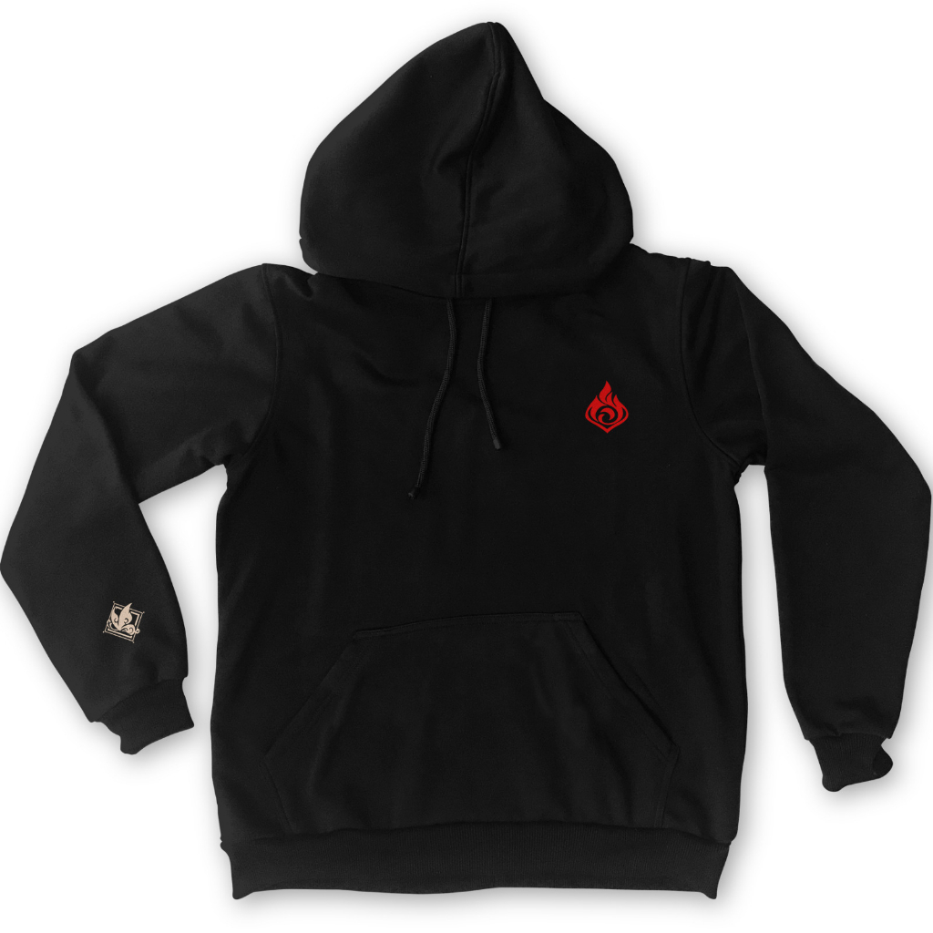 Hoodie Genshin Logo Embroidery Black Gaming Genshin Impact