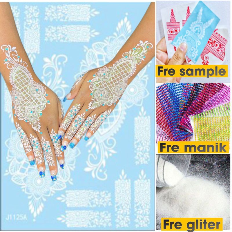 FRE (manik+gliter)HENNA INSTAN PUTIH J1125AAA // FREE GLITER MANIK DAN SAMPEL