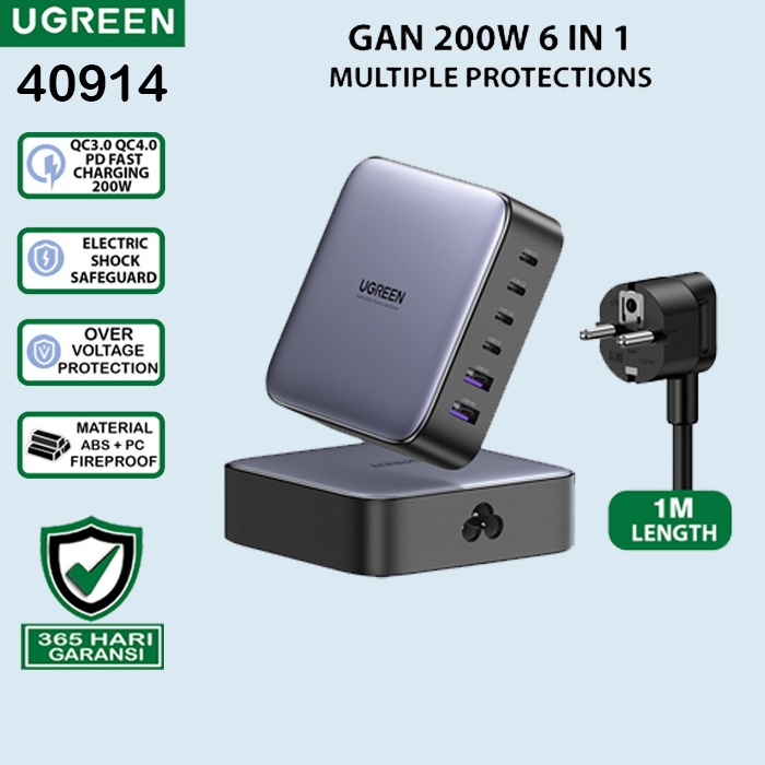 Ugreen Nexode Kepala Adaptor Charger GaN Fast Charging 20W 30W 45W 65W 100W 140W 200W Laptop Handphone Iphone Android-4