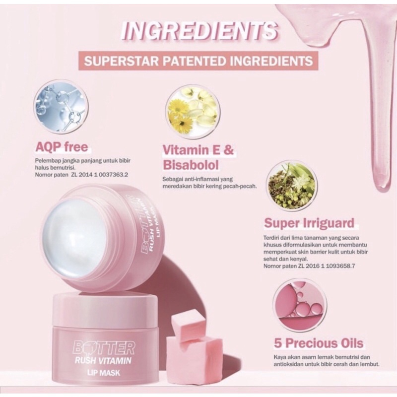 BNB barenbliss Butter Rush Vitamin Lip Mask Moisturizing Lip Balm Masker Bibir Cerah