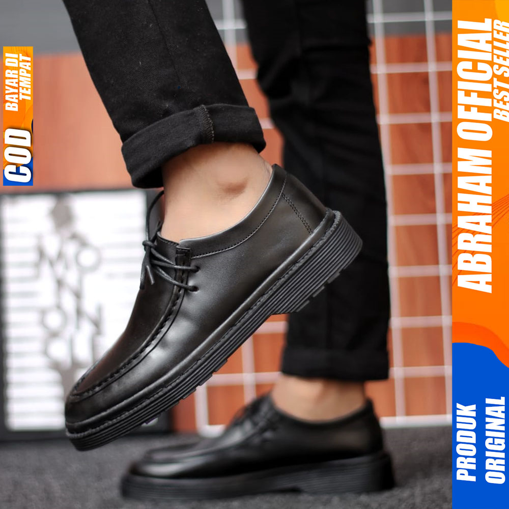 Sepatu Pria Casual Formal Pantofel Chuncky Kerja Pria Hitam