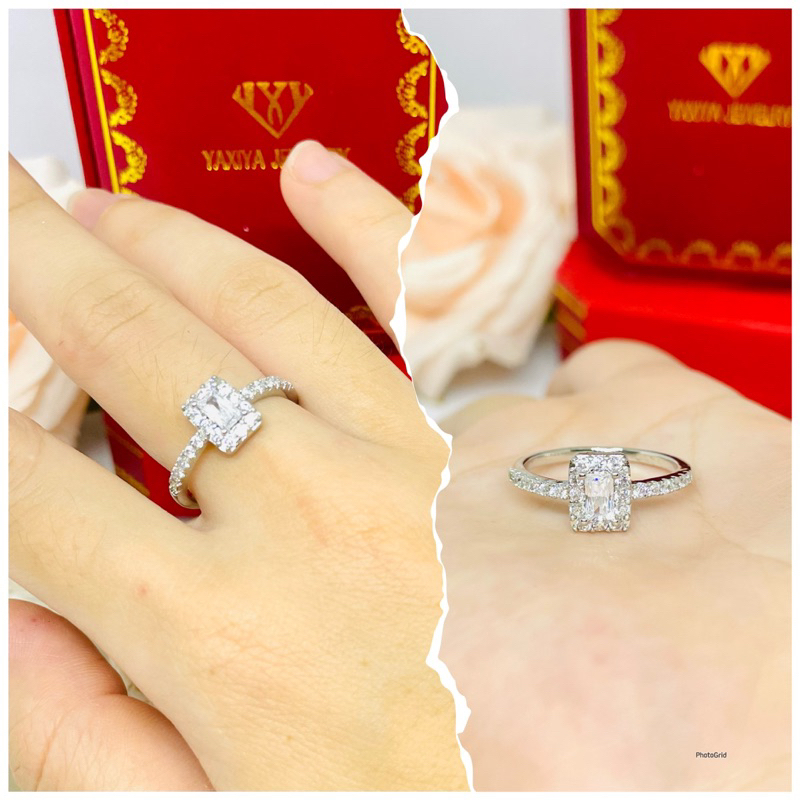 Cincin mata silver kotak yaxiya elegan