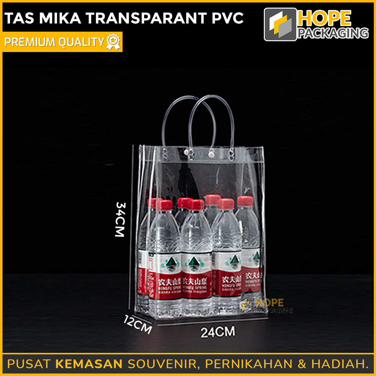 Tas Mika Transparant PVC Polos Goodiebag Hampers Souvenir Ulang Tahun Transparant Bening Murah Tas Tenteng