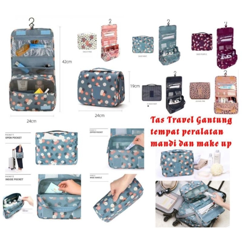 TAS TRAVEL GANTUNG TEMPAT PERALATAN MANDI DAN MAKE UP