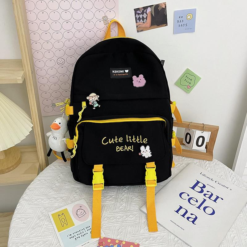 Mismi Cecile Bag - Tas Ransel Wanita Korea Cute Backpack Anak Sekolah Perempuan Stylish kualitas Import - 14C gratis boneka dan botol