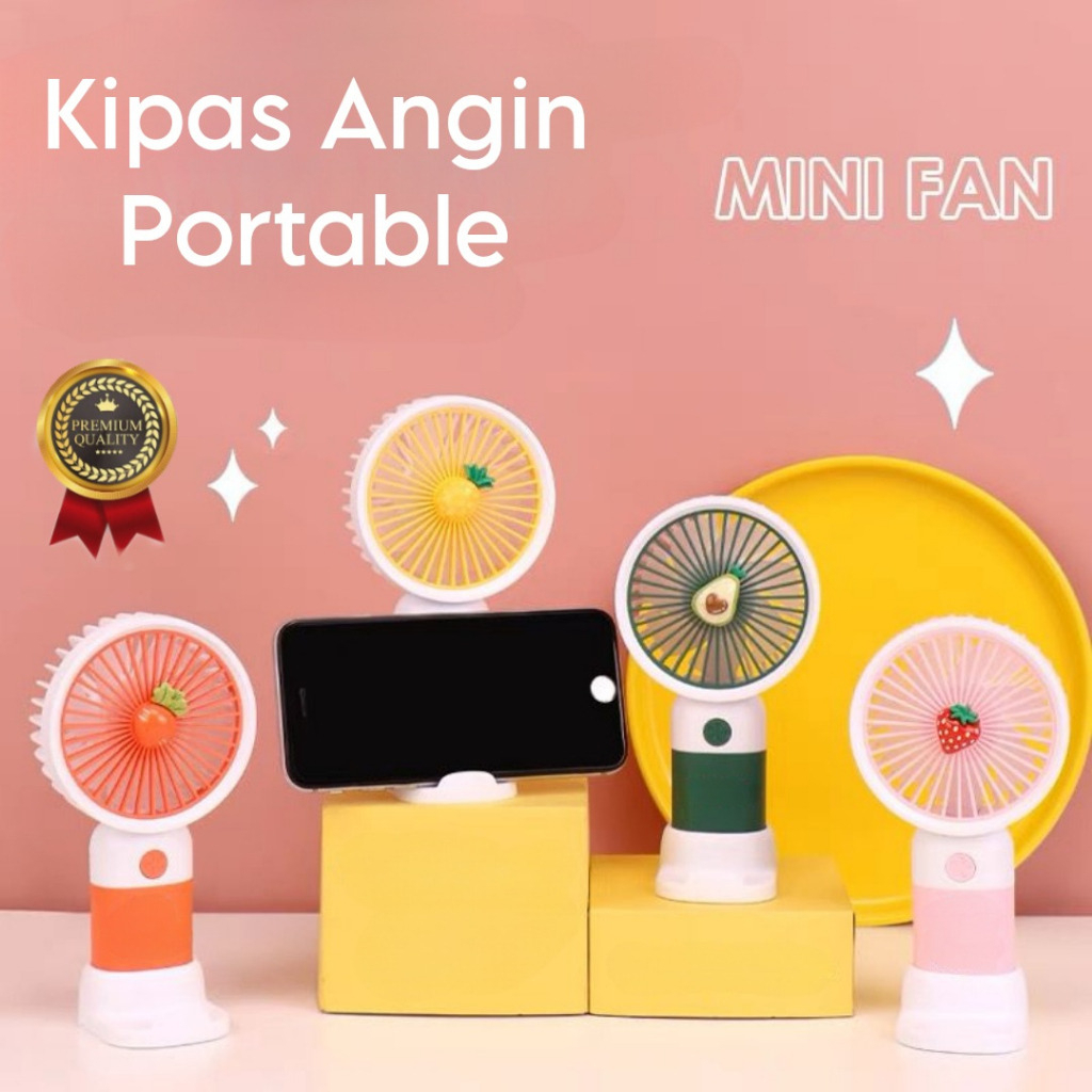 VIBOX KIPAS TANGAN MACARON MINI 2IN1 STAND TURBO WIND STRONG POWER HAND FAN PORTABEL KARAKTER 3D ORIGINAL BY.MINIGO