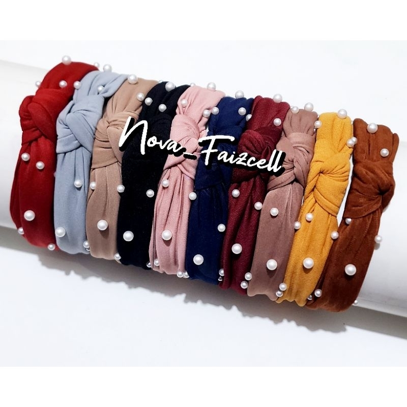 Bando / Bandana Rambut Kain Simpul Mutiara Premium Dewasa