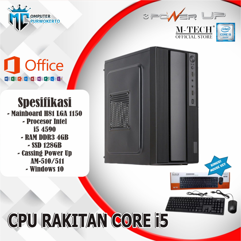 PC Rakitan CPU Komputer H81 Core i5 Office/Gaming/Design Siap Pakai