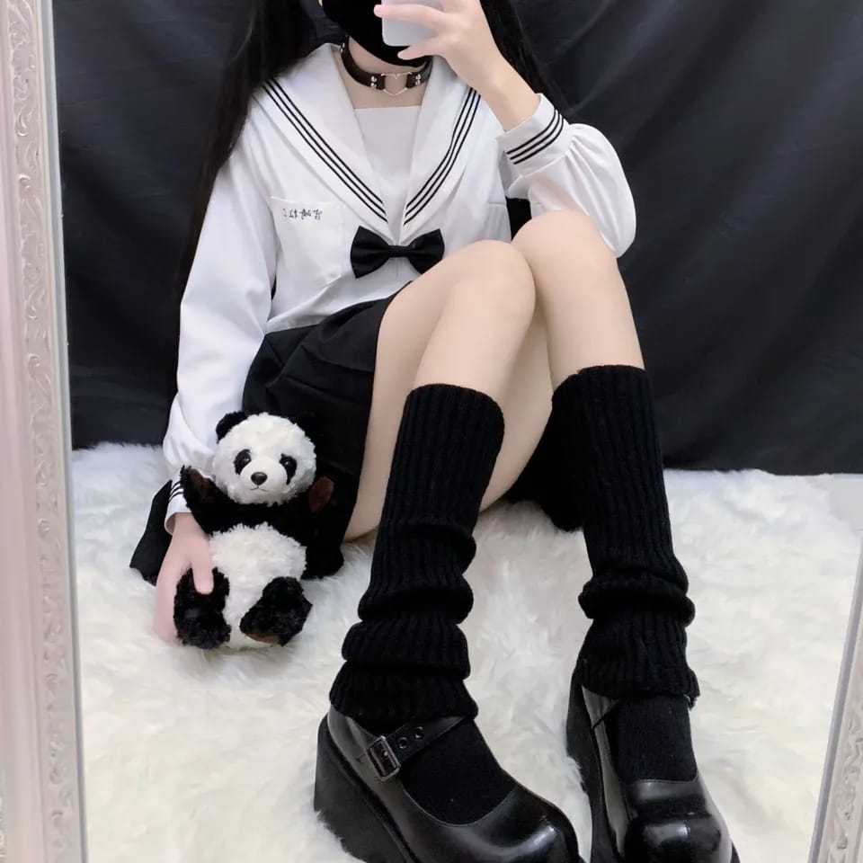 KAOS KAKI KERUT TEBAL RAJUT WINTER MUSIM DINGIN WANITA SEKOLAH JEPANG LOLITA FASHION HARAJUKU PENGHANGAT KAKI