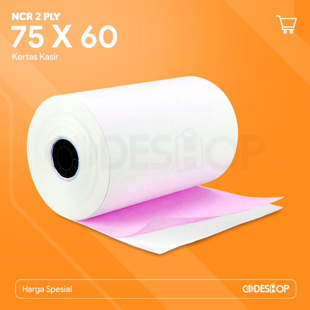 

NCR 2 Ply Kertas Kasir 75 x 60 mm 1 Roll Struk Dot Matrix HVS