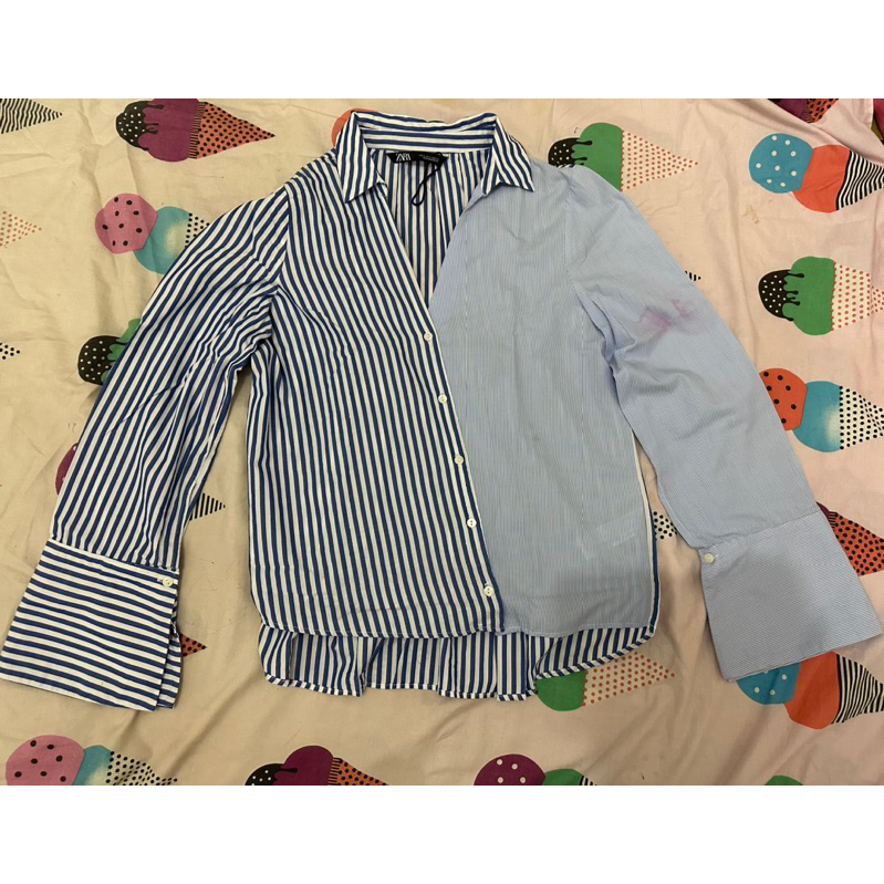 kemeja zara original store stripe with little deffect