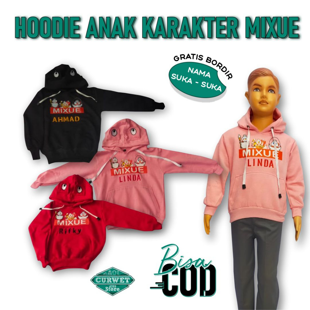 HOODIE MATA MIXUE LAKI-LAKI/PEREMPUAN BORDIR NAMA SUKA-SUKA