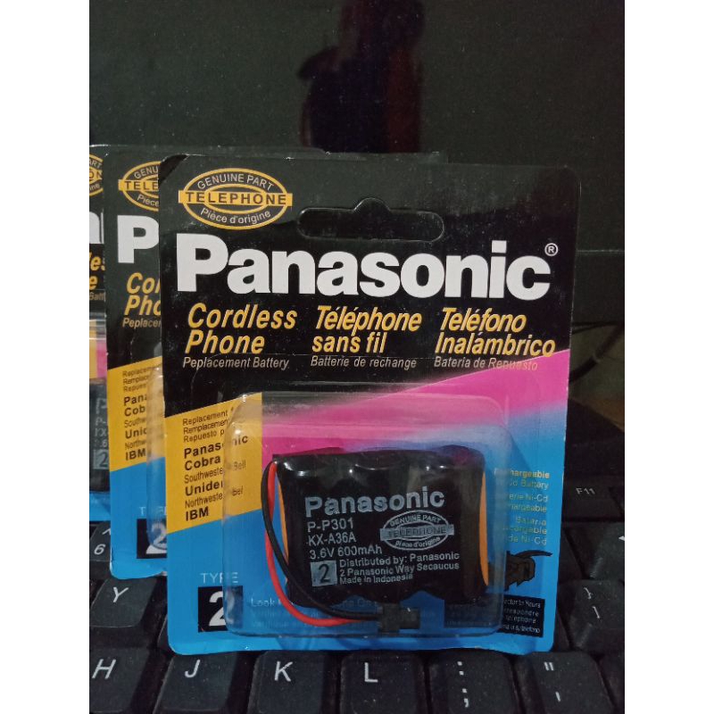 baterai panasoniic cordless phone tipe (2) 600mah 3.6V  bisa di cas ulang