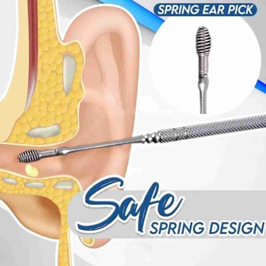 Korek Kuping Stainless Steel 3 in 1 Ujung Spring Pembersih Telinga