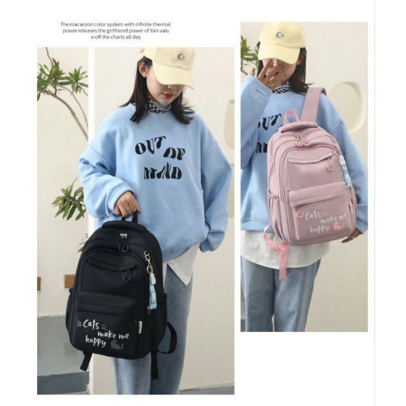 Baru Populer Tas Ransel sekolah Tas Ransel Korea terbaru 2023 SD SMP SMA CAT MAKE MEHAPPY