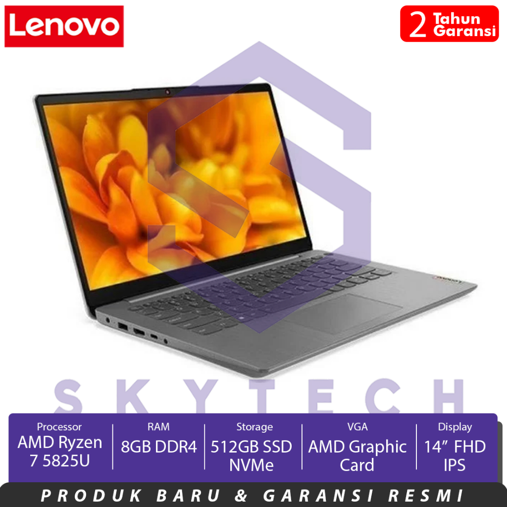 LAPTOP LENOVO IDEAPAD 3 14ABA7 1WID AMD RYZEN 7 5825U RAM 8GB SSD 512GB WINDOWS 11 + OHS 82RM001WID