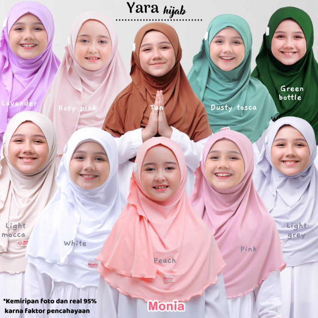 Yara Hijab Size L 6-11 tahun by Monia - Jilbab sekolah TK SD SMP SMA - pastan