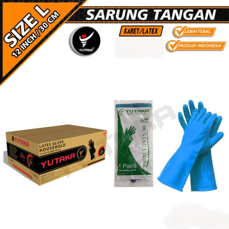 SARUNG TANGAN KARET 12 INCH warna biru muda/sarung tangan karet cuci piring termurah 12 inch