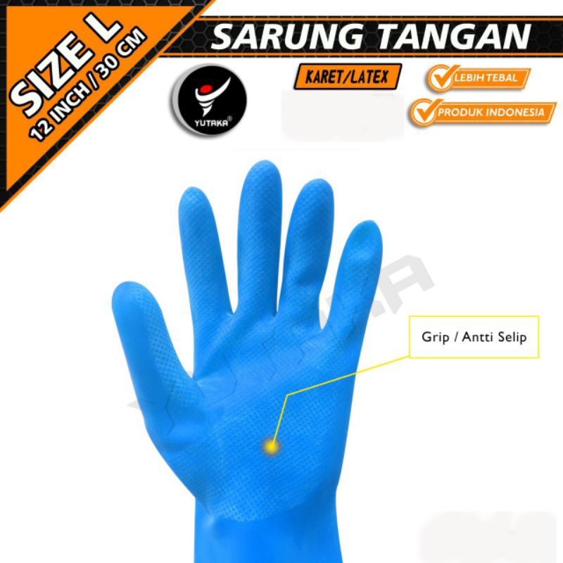 SARUNG TANGAN KARET 12 INCH warna biru muda/sarung tangan karet cuci piring termurah 12 inch