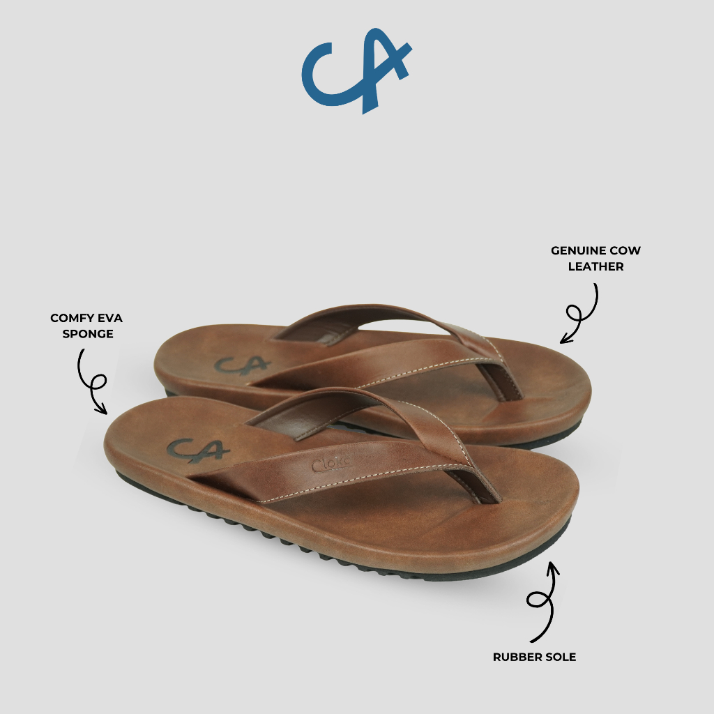 Sandal Jepit Pria Kulit Kasual Santai Sendal Distro Leather for Men Cloka Lanzzini