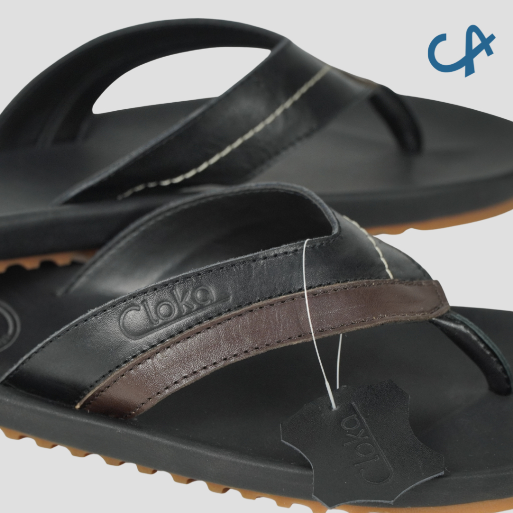 Sandal Pria Kulit Sapi Jepit Santai Kasual Distro Sendal Cowok Leather Genuine Flipflops Casual Original Kekinian - Cloka Darryn