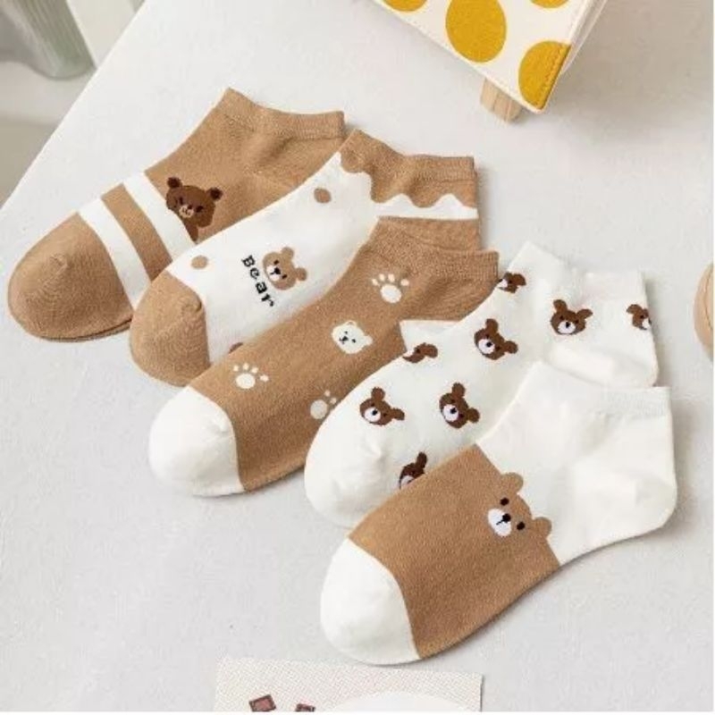 Kaos Kaki Cewek Bear Brown Fashion Kaos Kaki Wanita Pendek Semata Kaki Socks Korean Style Kaos Kaki Murah Bagus Koas Kaki Putih