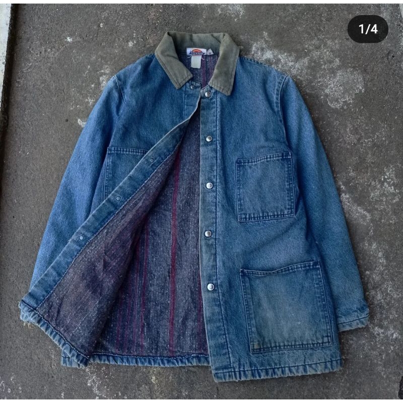 DICKIES CHORE COAT JACKET BLANKED LINEN