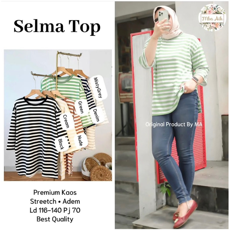 9435 atasan wanita salur oversize kaos import atasan wanita jumbo