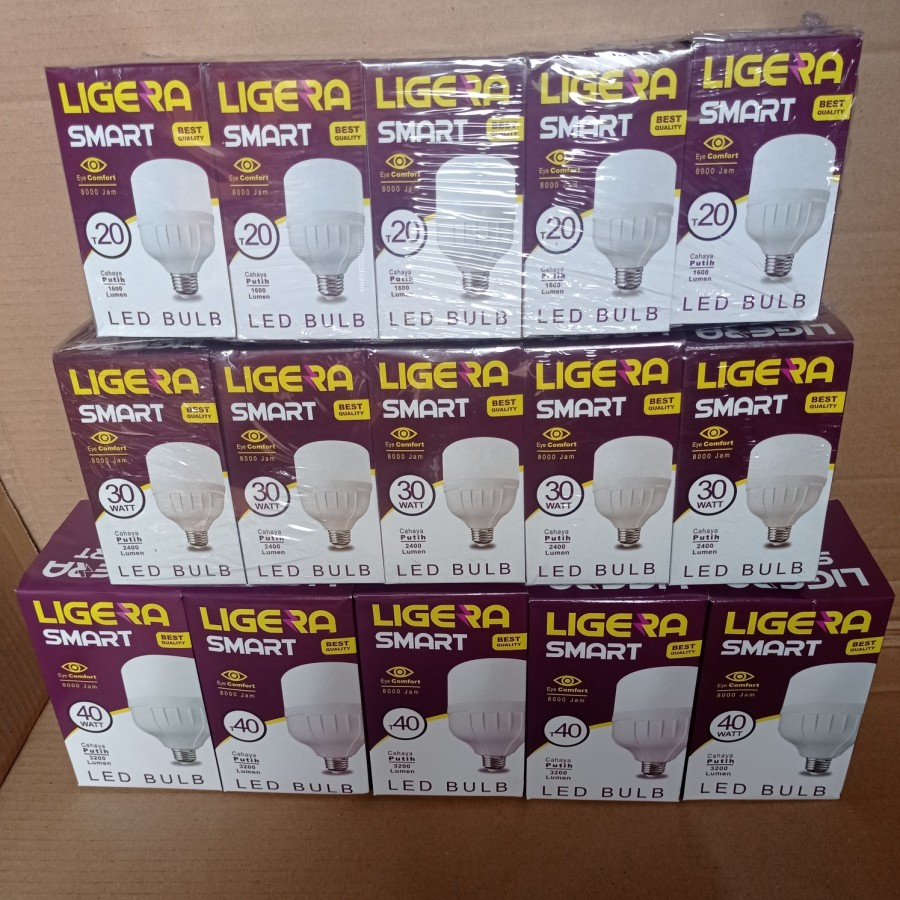 Lampu LED LIGERA Smart Bohlam LED 40W 30W 20W 15W 10W 5W PAKET 10PCS