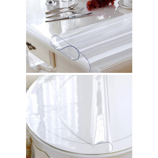 Taplak meja Plastik Tebal 0.7mm mika PVC Lentur Bening Tebal custom welcome