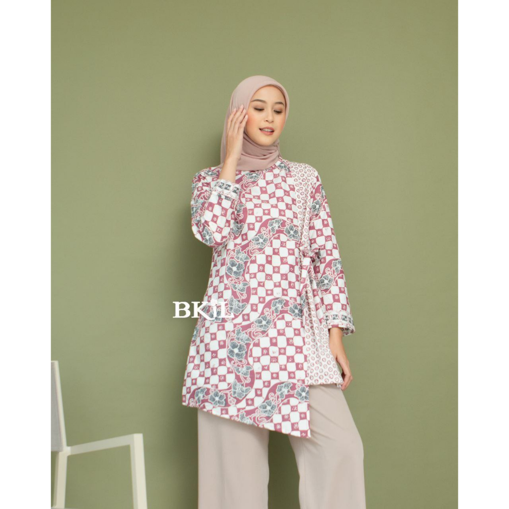 Tunik Batik Wanita Modern Atasan Batik Kerja Kantor Wanita