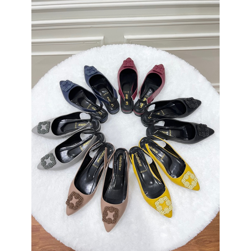 sepatu flat shoes wanita terbaru kekinian pesta louisdear flat 2 cm bahan dove B70