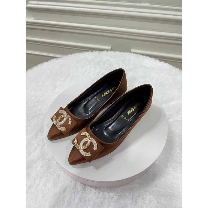 sepatu flat shoes wanita terbaru pesta LOUISDEAR sepatu flat heel 2 cm bahan satin B21