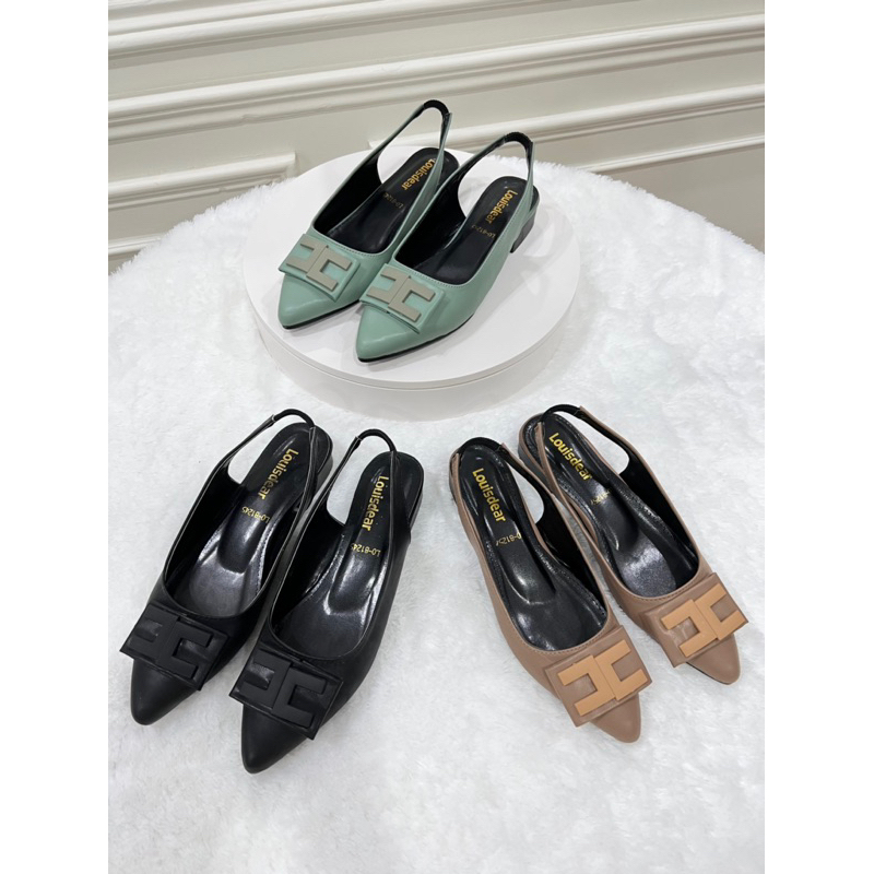 sepatu flat shoes wanita terbaru kekinian pesta LOUISDEAR sepatu flat 2 cm bahan dove tali belakang B78