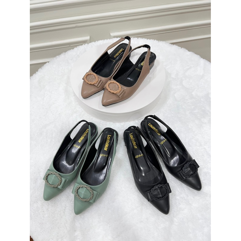 sepatu flat shoes wanita terbaru kekinian pesta LOUISDEAR sepatu flat 2 cm bahan dove tali belakang B77