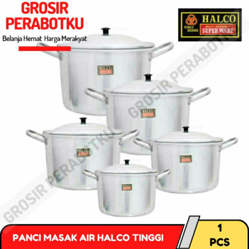 Panci Halco Masak Air Alumunium Serbaguna Tanpa Sarang Ukuran 22cm - 40cm Tebal