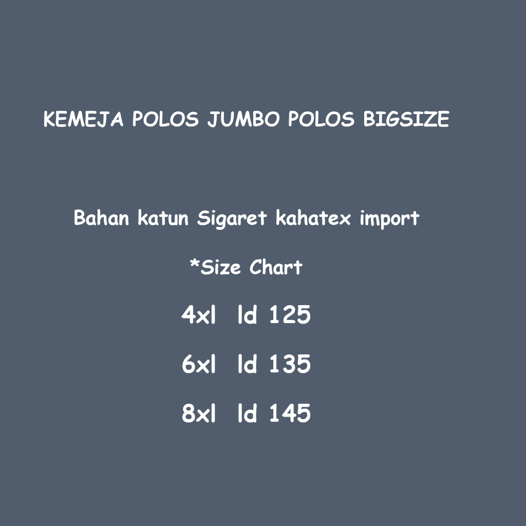 KEMEJA POLOS  PRIA DEWASA BIG SIZE PENDEK JUMBO 4 XL 6 XL 8XL PREMIUM QUALITY